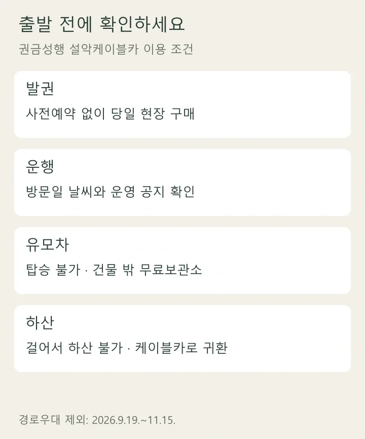 출발 전 확인할 발권·운행·이동 조건